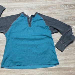 Men L.L.Bean Cotton Wool 2 Layered Henley River Driver L/S Shirt  XXL